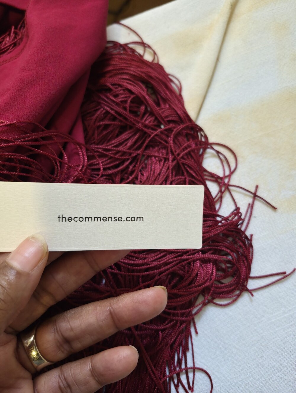 NWT- Commense Burgundy Fringe Midi Dress Women's Spaghetti Strap Party SIZE S - Picture 8 of 9